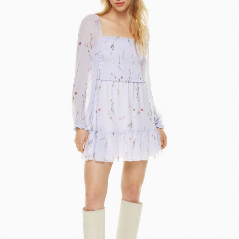 Aritzia Wilfred Tempest Dress Lavender Floral Print Size 2XS